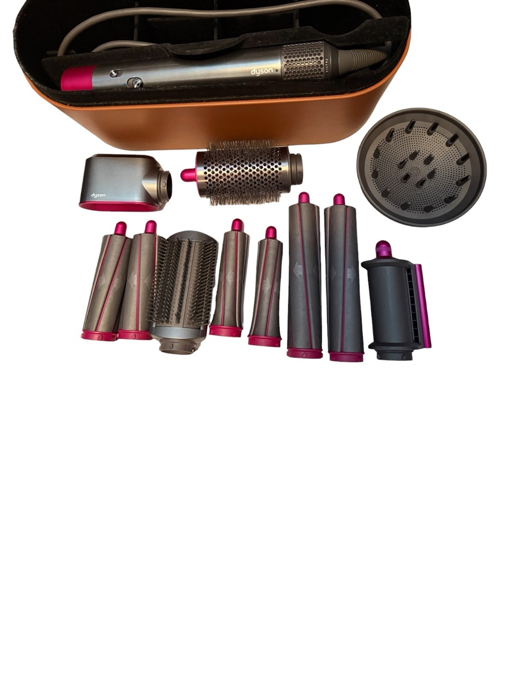 Dyson Airwrap Styling Set in Pink and Silver with Orange Case - Picture 2 of 14